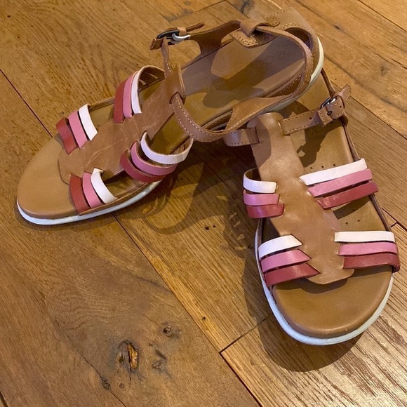 ECCO Flash Leather T-Strap Gladiator Butter Soft Sandal Tan Pink EU40 US (9-9.5) - Picture 1 of 8
